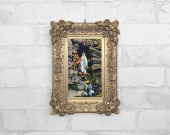 Small Gold or Black Ornate Framed Canvas Print | Antique Oil Painting Reproduction | Mothers Day Gift | No.79 - Our Lady of Lourdes Bronx NY