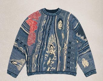 Vintage Coogi Style Knit Set | Patterned Sweater & Jogger Pants | Retro Streetwear Outfit