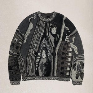 Vintage Style Graphic Knit Sweater, Coogi Inspired Streetwear Pullover Style 3