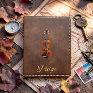 Violin Passport Cover • Custom Colored Travel Case • Personalized UV-Printed Document Holder • Soft Vegan Leather • Design #51