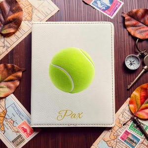 Tennis Ball Passport Cover • Custom Colored Travel Case • Personalized UV-Printed Document Holder • Soft Vegan Leather • Design #282