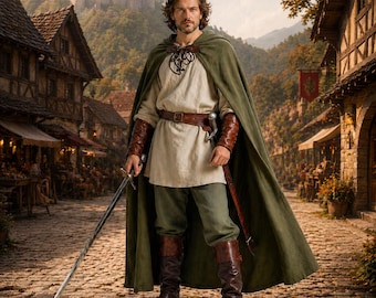 Cape médiévale à capuche en lin tenue viking unisexe cape renaissance déguisement de cosplay pour hommes femmes