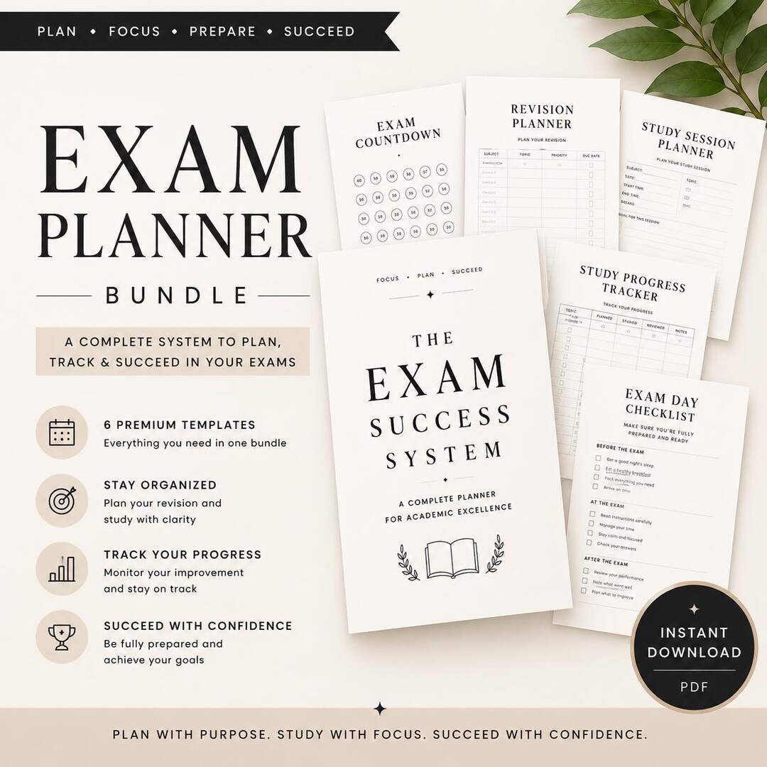 Exam Planner Bundle Printable PDF | Complete Revision System for ...