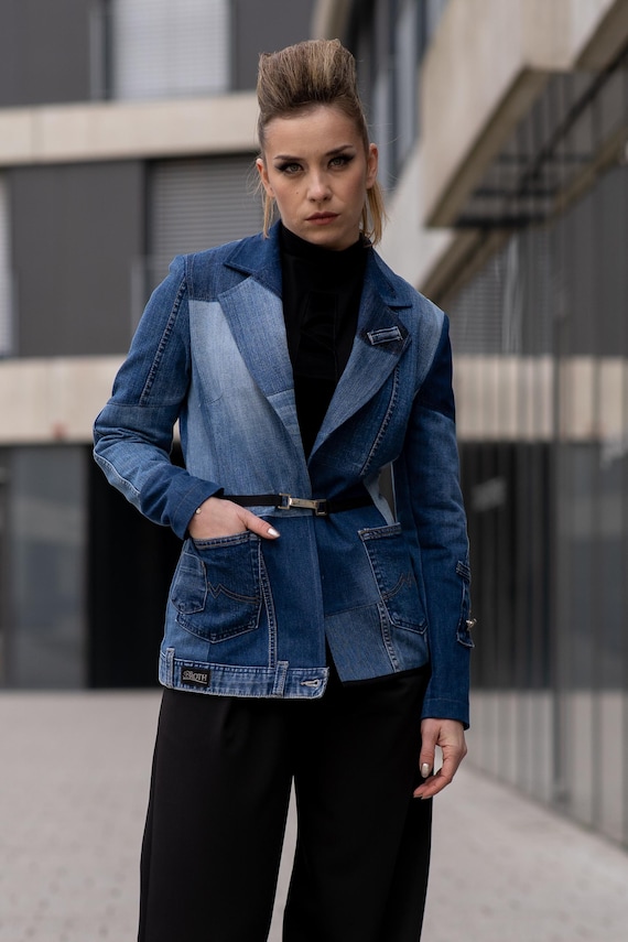 Fitted Denim Blazer Jeans Blazer Jacket Fitted Jean Blazer