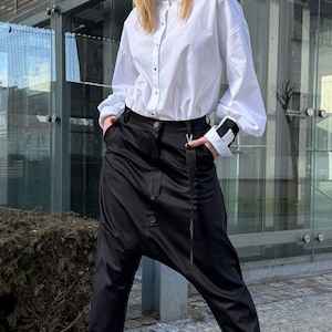 White Cotton Shirt/ Oversized Everyday Shirt / Asymmetric White Shirt / Avant-garde White Shirt