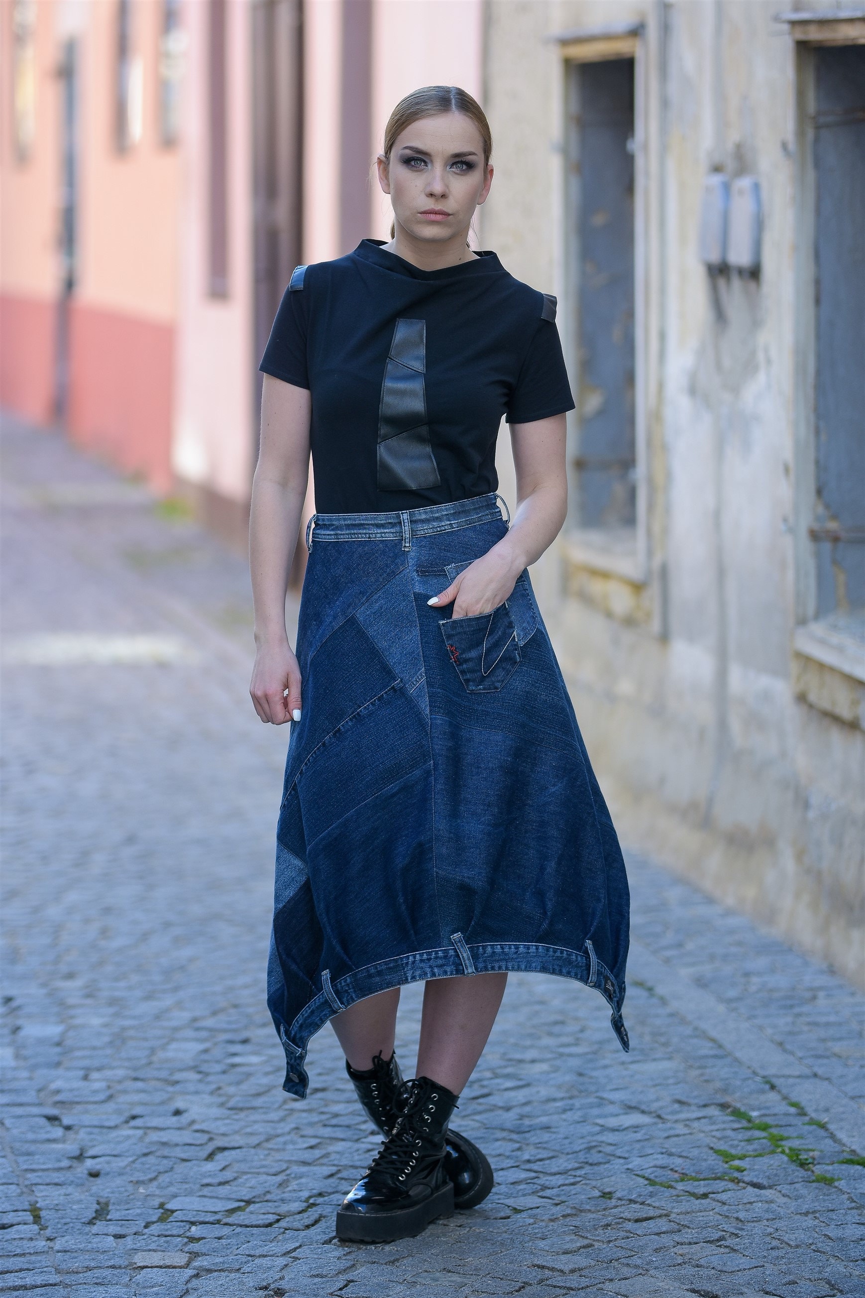 スカート Vintage Asymmetrical Denim Skirt EPU0008 Vintage Asymmetrical Denim Skirt EPU0008 – AuroraBoutique
