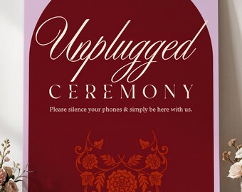 Casa de Flores Unplugged Ceremony Sign | Mexican Wedding Canva Template | Instant Download