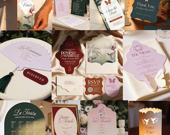 Casa de Flores Wedding Stationery Suite | 22-Piece Talavera Floral Bundle | Editable Canva Template
