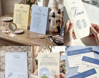 Amalfi Coast Wedding Suite | Vow Booklet, Timeline, Advice Cards (Canva Template)