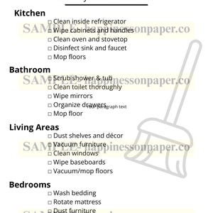 Deep Cleaning Checklist Printable | Home Planner | Room by Room List | Instant Download PDF