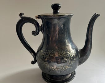 Vintage Silver Plated Teapot Dingwall EPNS England Ornate Engraved Coffee Pot