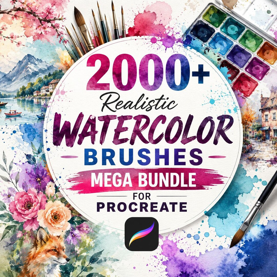 2000+ Watercolor Brushes Mega Bundle for Procreate | Realistic Paint ...