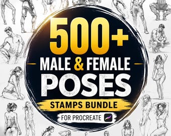 Procreate Poses Stamps Bundle | Male Female Anatomy Figure Drawing Reference