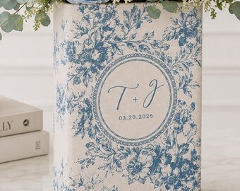 Jarrón de cerámica con iniciales personalizadas para bodas, jarrón personalizado para bodas, jarrón Toile de Jouy, regalo con iniciales para parejas, regalo para despedida de soltera, regalos de boda