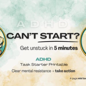 Imprimable de démarrage des tâches TDAH, PDF à décoller, Surmonter la paralysie des tâches, Outil de fonction exécutive, Démarrer facilement les tâches, Planificateur TDAH
