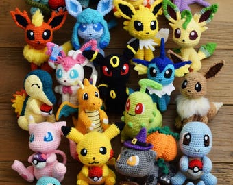 Ensemble PDF au crochet Pokemon - Sac au crochet, Pikachu, Salamèche, Carapuce & Bulbizarre + plus - Téléchargement numérique instantané