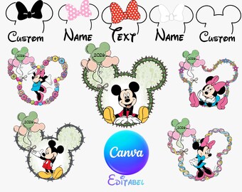 Personnages Disney Png, Disney Canva Modifiable, Personnages Disney PNG, T-shirt Disney, T-shirt Magic Kingdom, Besties Disney Png, Disney modifiable