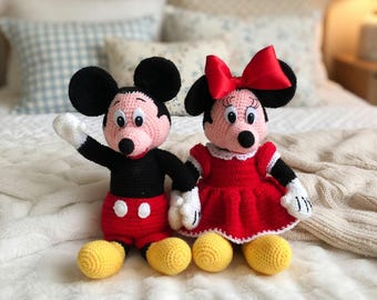 Crochet Pattern Mickey Mouse boy in red shorts, Amigurumi Mouse Pdf tutorial, Two mice Amigurumi Crochet Pattern,