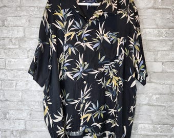 Camisa O'Kief & O'Kief, mezcla de seda y bambú, estampado floral tropical vintage de los 90, estilo hawaiano XXL