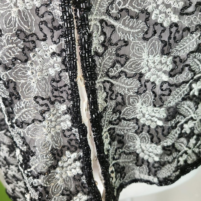 Adrianna Papell Jacket Beaded Embroidered Silk Evening Vintage 90s Petite Large image 3