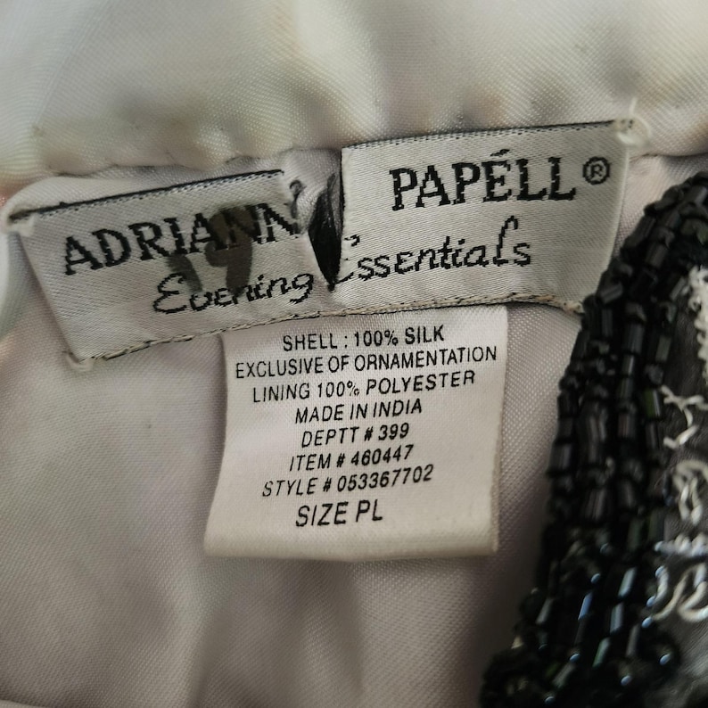 Adrianna Papell Jacket Beaded Embroidered Silk Evening Vintage 90s Petite Large image 11