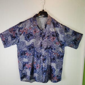 T. Corner タイシルク メンズ 90年代 ヴィンテージ キャンプカラー 半袖 ボタンシャツ XL