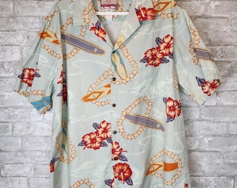 RJC ハワイアンシャツ ヴィンテージ サーフボード ハイビスカス 花柄プリント トロピカル アロハ 2XL