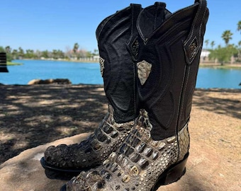 Botas vaqueras de auténtica piel de cocodrilo americana - Hechas a mano