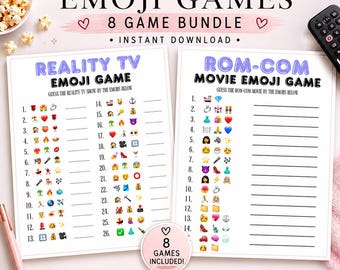 TV Movie Emoji Game Bundle, 8 Printable Guessing Games (Digital Download)