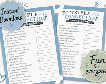 3 in 1 Triple Connection Word Game, Brain Teaser Activity (PDF Download)