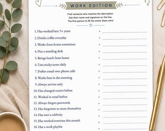 Work Edition Icebreaker Game, Team Building Activity, Office Party Printable (Digital Download)