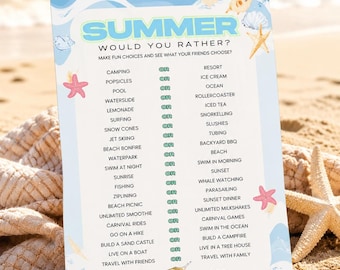 Summer Would You Rather Game – 21 Fun Questions (Digital Download)