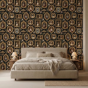 Vintage Dog Portrait Wallpaper Peel and Stick Pet Wall Art Victorian Removable Wall Paper