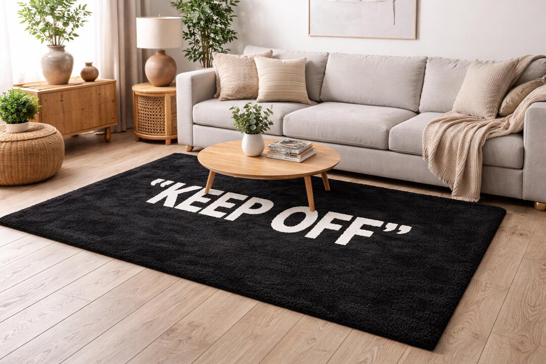 Keep Off Rug Turf KEEP OFF – Black Hand Tufted Rug | Modern Typography Carpet, Living ...