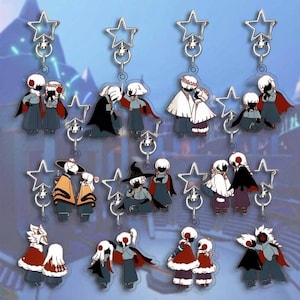 Sky Children of Light Keychain Set – 11 Pcs Couple CP Acrylic Key Rings, Cute Masked Caped Chibi Pair Key Chains