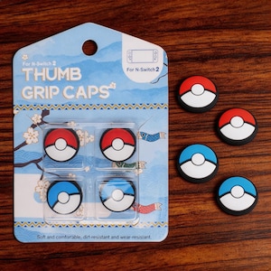 Nintendo Switch 2 Thumbstick Kappen, Pokéball (Rot) Thumbstick Abdeckungen, Kawaii Nintendo Switch 2 Thumbstick Kappen / Schutzhüllen