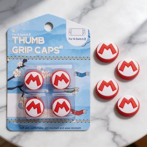 Nintendo Switch 2 Thumbstick Kappe, Mario M4 Thumbstick Abdeckung, Switch 2 Thumbstick Kappen / Schutzhüllen, Cartoon Silikon Thumbstick Abdeckungen