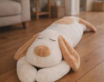 Weißer Riesen Hund Plüschkissen | Großes Kuscheltier ca.150 cm
