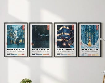 Zestaw plakatów filmowych HARRY POTTER 4 Plakat ścienny Dekoracja czarodzieja Komnata Kamienia Filozoficznego Sekrety więźnia Azkabanu Czara ognia