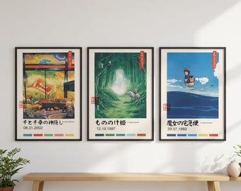 Studio Ghibli-posterset - Mononoke Spirit Kiki Wall Art - Anime fanart - Geschenkafdrukken