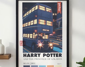 HARRY POTTER Więzień Azkabanu Plakat Fioletowy Nocny Autobus Magiczny Wydruk Ścienny Dekoracja Czarodzieja