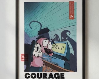 Klasyczny plakat z kreskówki Chojrak Tchórzliwy Pies | Sztuka ścienna w stylu vintage
