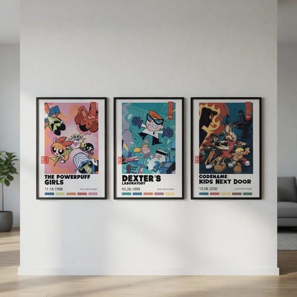 Cartoon Network Poster Set: Powerpuff Girls, Dexter's Lab, Kids Next Door (8.5x11)