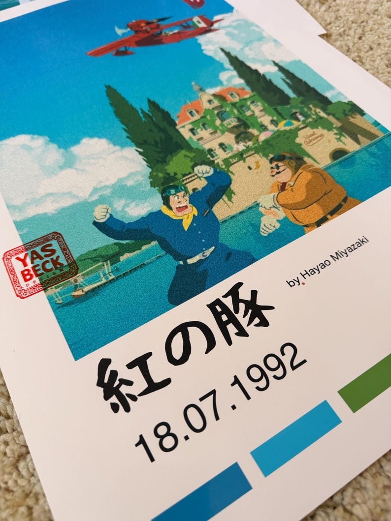 Porco Rosso-poster - Studio Ghibli-väggkonst - Anime-dekor av flyg - tryck bild 4