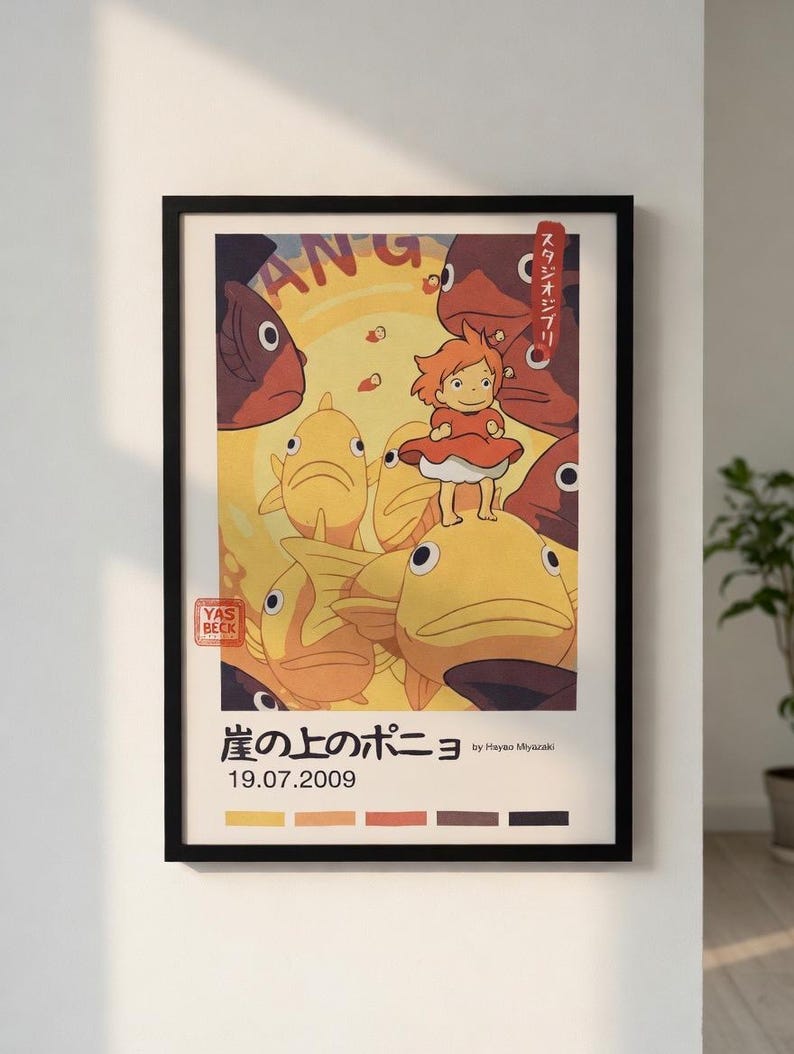Ponyo Poster - Studio Ghibli Wall Art - Anime Kids Room Decor - Sosuke Fan Art - High Quality Print in 8.5x11 or 13x19 Sizes image 1