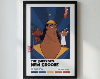 Plakat "The Emperors New Groove", plakat "Kronk" - grafika ścienna, wydruk z kreskówki Disneya w stylu retro, fizyczna galeria sztuki ściennej