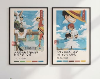 Zestaw plakatów One Piece Luffy Zoro Shanks - Fan Art Print z anime - Wysokiej jakości dekoracja ścienna