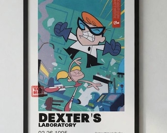 Klasyczny plakat Cartoon Network Laboratorium Dextera | Sztuka ścienna w stylu vintage