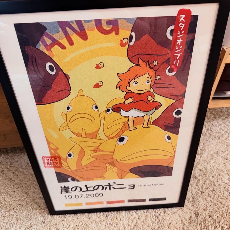 Ponyo Poster - Studio Ghibli Wall Art - Anime Kids Room Decor - Sosuke Fan Art - High Quality Print in 8.5x11 or 13x19 Sizes image 5
