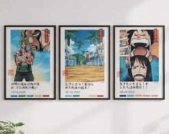 Zestaw plakatów One Piece Iconic Moments – grafika ścienna Zoro Robin Nami – grafika fanowska z anime – dekoracja